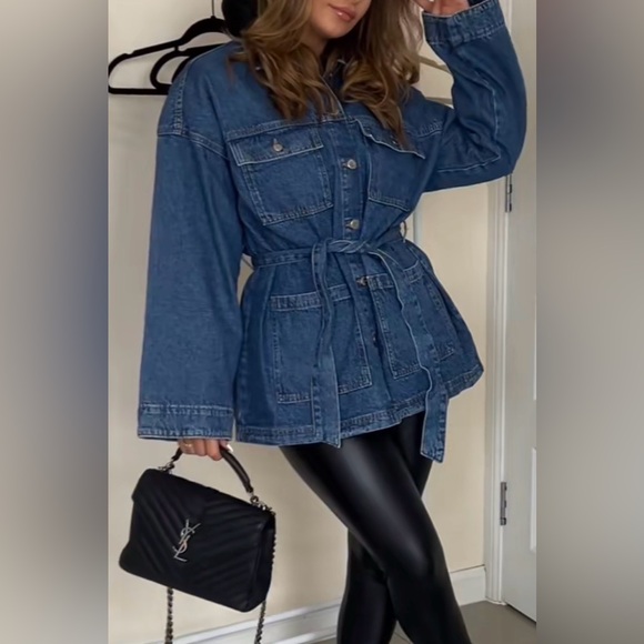 H&M Jackets & Blazers - Denim Belted Jacket